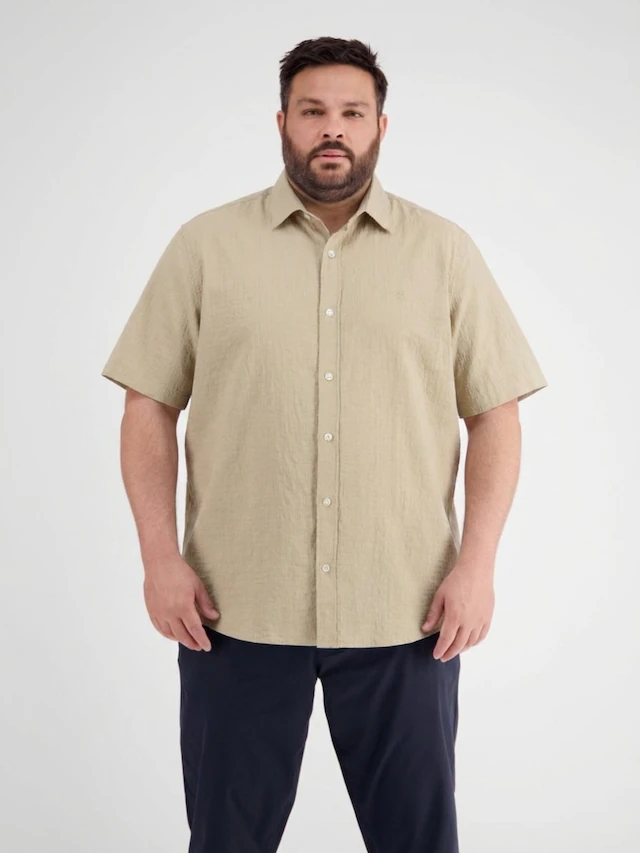 LERROS Kurzarmhemd »Kurzarmhemd mit Knitterlook, grosse Größen«