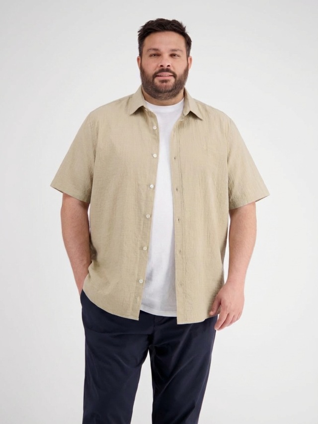 LERROS Kurzarmhemd »Kurzarmhemd mit Knitterlook, grosse Größen«