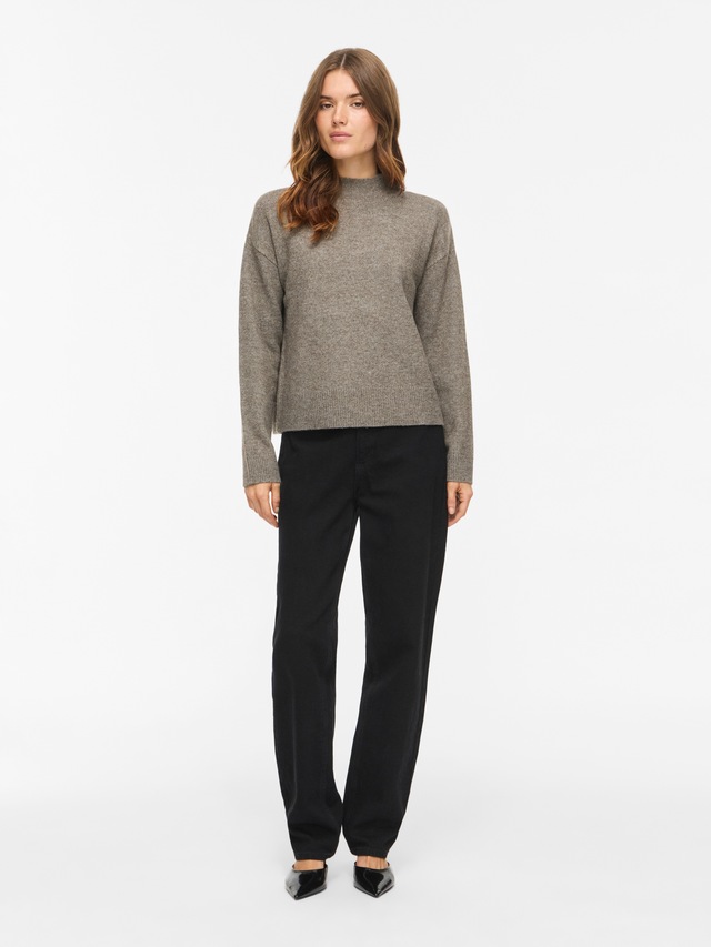 Vila Strickpullover »VIAYLIN HIGHNECK L/S KNIT TOP/PB« Materialmix,