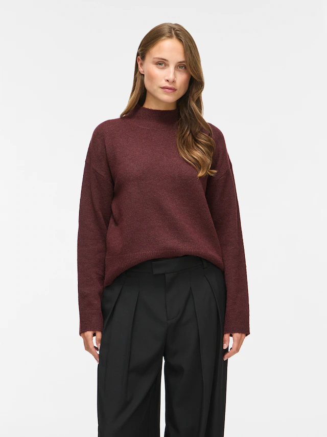 Vila Strickpullover »VIAYLIN HIGHNECK L/S KNIT TOP/PB« Materialmix,