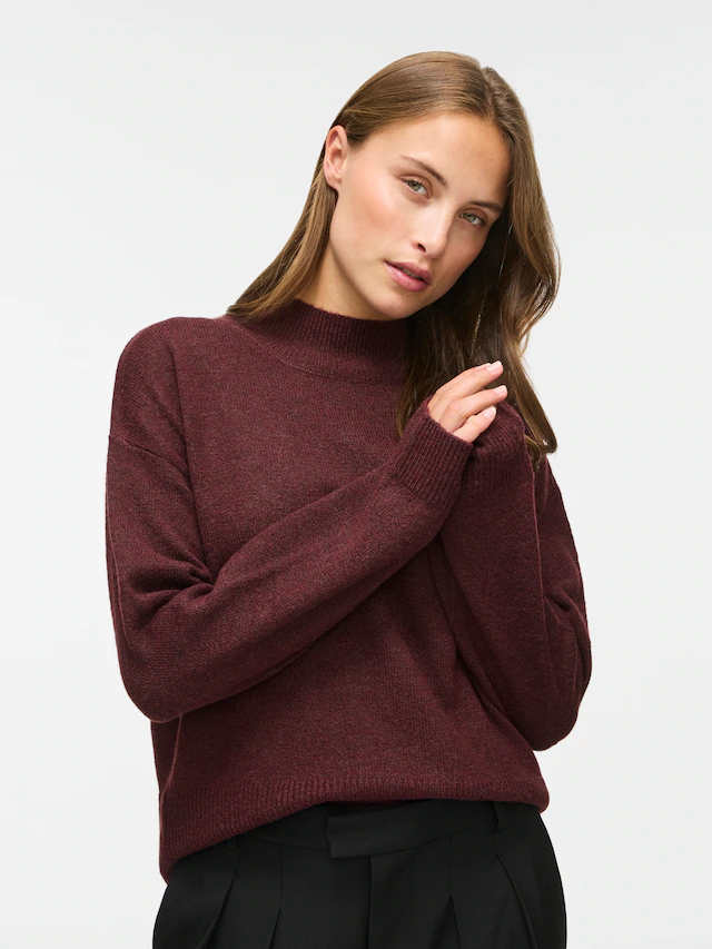 Vila Strickpullover »VIAYLIN HIGHNECK L/S KNIT TOP/PB« Materialmix,