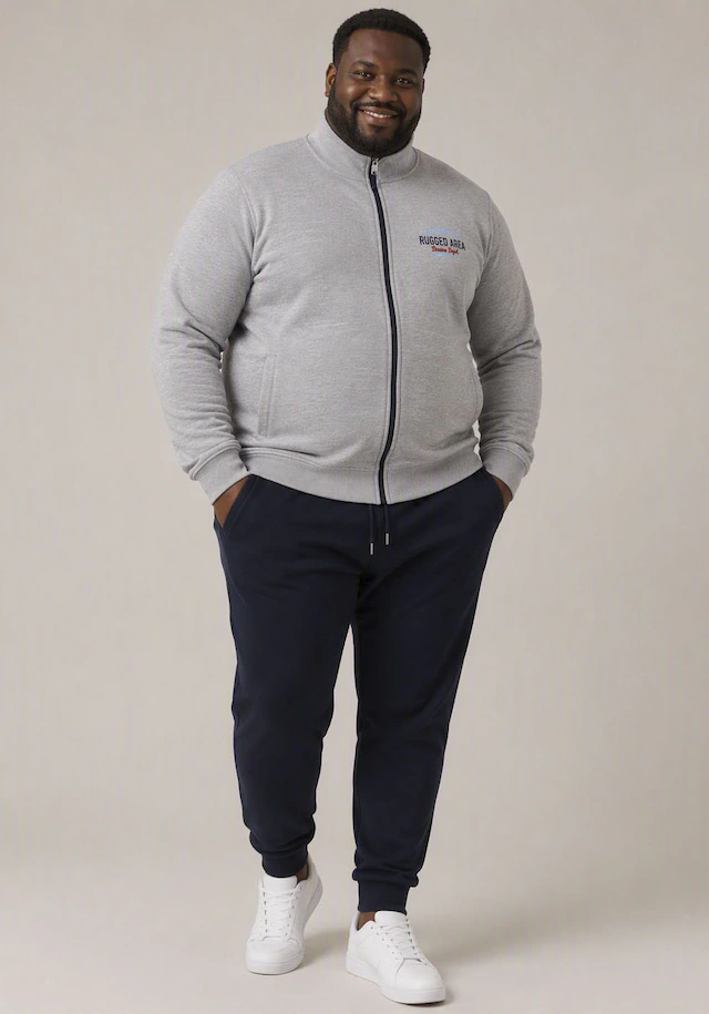 Man's World Plus Sweatjacke mit Reißverschluss, normale Länge, aus Baumwolle und Polyester