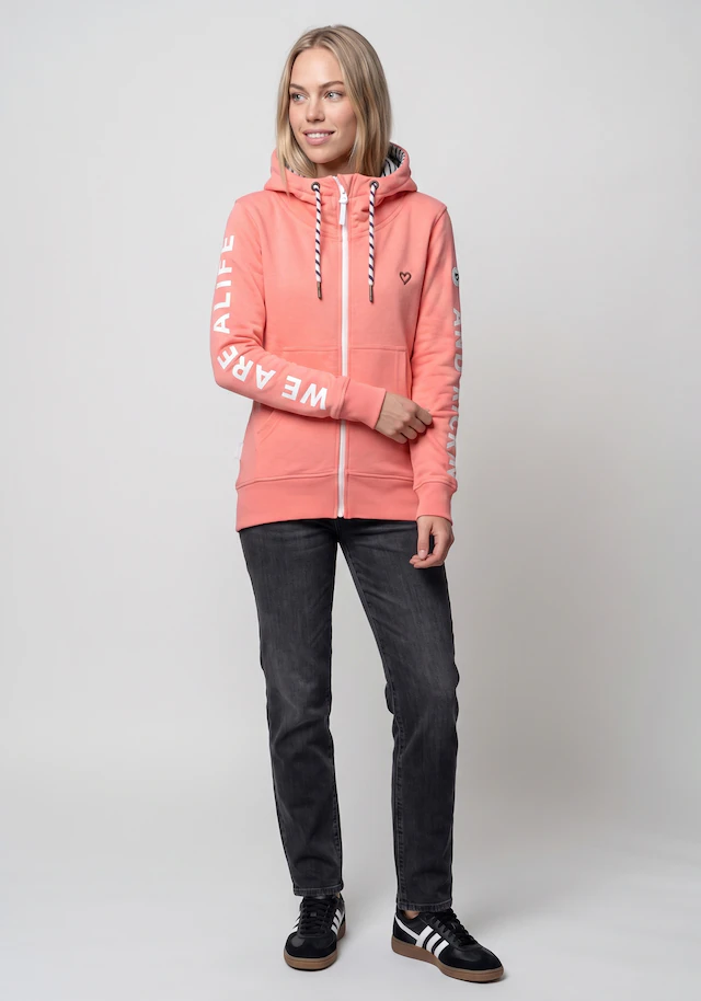 Alife & Kickin Sweatjacke »JessyAK A« leichte Kapuzensweatjackemit Logo-Schriftzug auf den Ärmeln