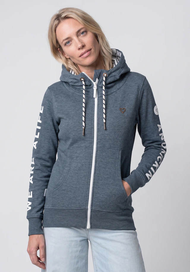 Alife & Kickin Sweatjacke »JessyAK A« leichte Kapuzensweatjackemit Logo-Schriftzug auf den Ärmeln