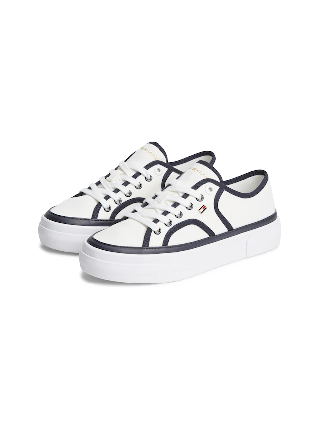 Tommy Hilfiger Plateausneaker »PLATFORM VULC SNEAKER PIPING« Freizeitschuh, Halbschuh, Schnürschuh mit Kontrast-Paspellierung