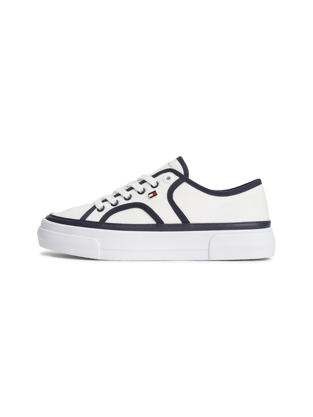 Tommy Hilfiger Plateausneaker »PLATFORM VULC SNEAKER PIPING« Freizeitschuh, Halbschuh, Schnürschuh mit Kontrast-Paspellierung