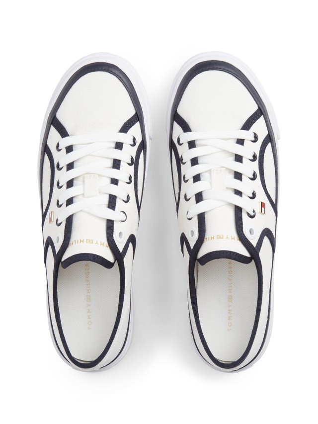 Tommy Hilfiger Plateausneaker »PLATFORM VULC SNEAKER PIPING« Freizeitschuh, Halbschuh, Schnürschuh mit Kontrast-Paspellierung