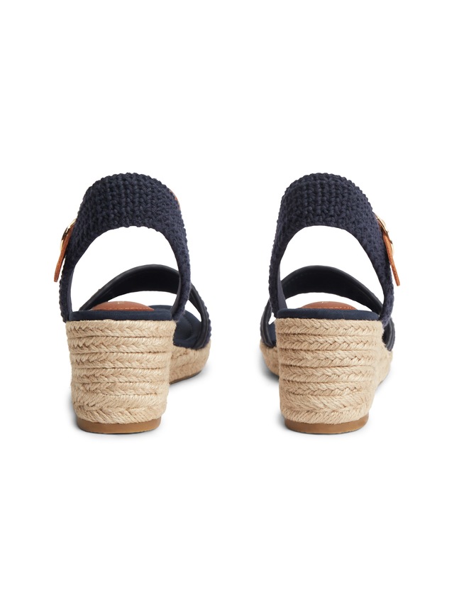 Tommy Hilfiger Keilsandalette »TH MID ESPAD WEDGE CROCHET« Sommerschuh, Riemchensandale in sommerlicher Häkel-Optik, schmale Form