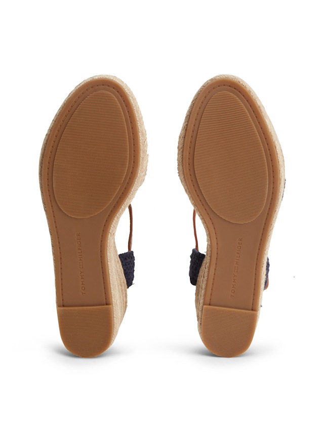 Tommy Hilfiger Keilsandalette »TH MID ESPAD WEDGE CROCHET« Sommerschuh, Riemchensandale in sommerlicher Häkel-Optik, schmale Form