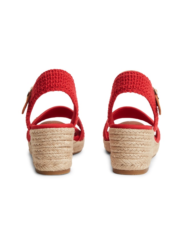 Tommy Hilfiger Keilsandalette »TH MID ESPAD WEDGE CROCHET« Sommerschuh, Riemchensandale in sommerlicher Häkel-Optik, schmale Form