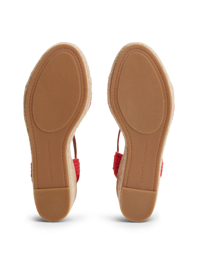Tommy Hilfiger Keilsandalette »TH MID ESPAD WEDGE CROCHET« Sommerschuh, Riemchensandale in sommerlicher Häkel-Optik, schmale Form