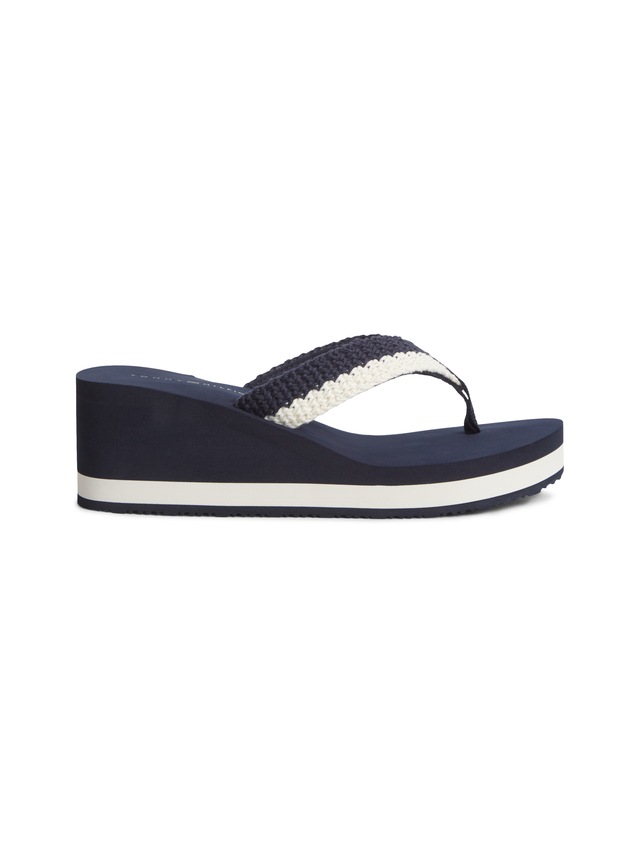 Tommy Hilfiger Dianette »TH WEDGE CROCHET SUMMER SANDAL« Sommerschuh, Zehentrenner in sommerlicher Häkeloptik