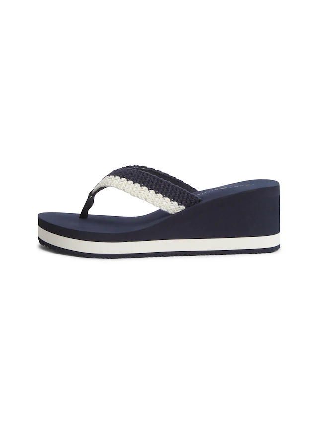 Tommy Hilfiger Dianette »TH WEDGE CROCHET SUMMER SANDAL« Sommerschuh, Zehentrenner in sommerlicher Häkeloptik
