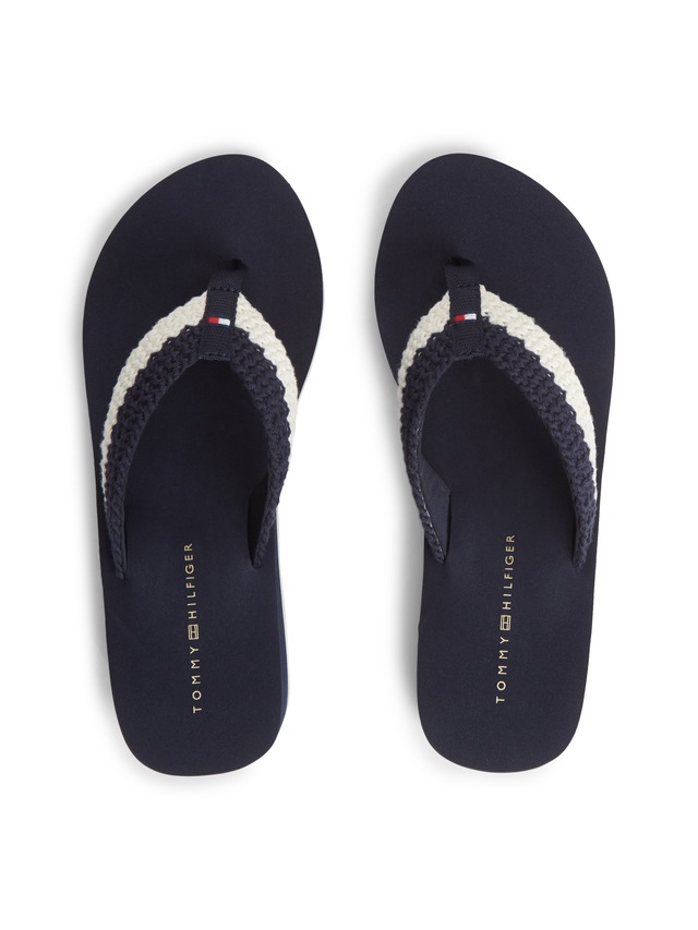 Tommy Hilfiger Dianette »TH WEDGE CROCHET SUMMER SANDAL« Sommerschuh, Zehentrenner in sommerlicher Häkeloptik