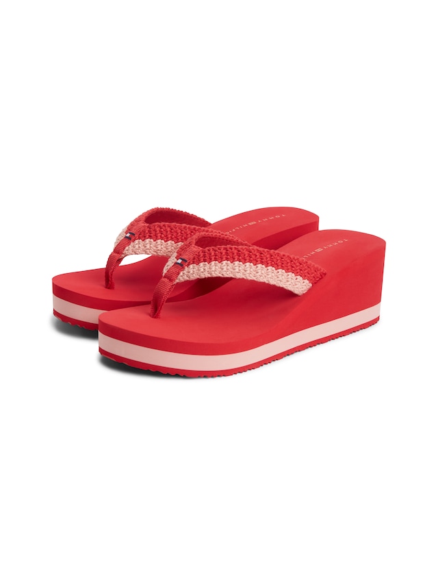 Tommy Hilfiger Dianette »TH WEDGE CROCHET SUMMER SANDAL« Sommerschuh, Zehentrenner in sommerlicher Häkeloptik