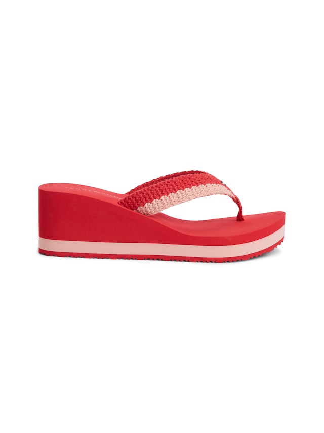 Tommy Hilfiger Dianette »TH WEDGE CROCHET SUMMER SANDAL« Sommerschuh, Zehentrenner in sommerlicher Häkeloptik