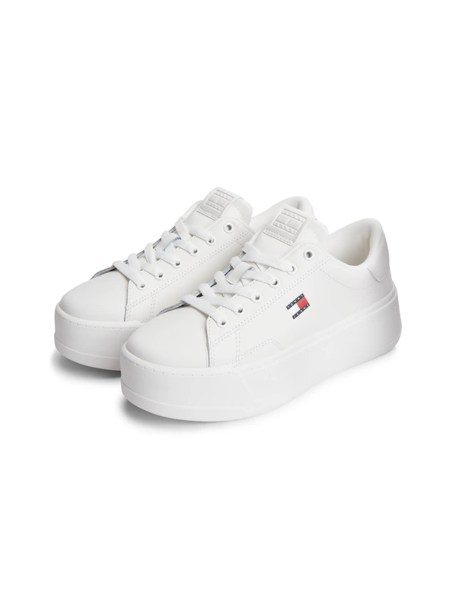 Tommy Jeans Plateausneaker »TJW SCRIPT CUPSOLE FLATFORM« Freizeitschuh, Halbschuh, Schnürschuh mit seitlicher Logoflagge