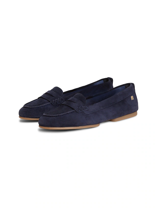 Tommy Hilfiger Loafer »TH FLEX SUEDE LOAFER BALLERINA« Schlupfschuh, Slipper, Pennyloafer im Mokassin-Stil