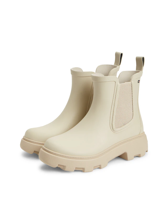 Tommy Hilfiger Chelseaboots »RUBBER FLAG CLEATED RAINBOOT« Stiefelette, Rainboots mit beidseitigem Stretcheinsatz
