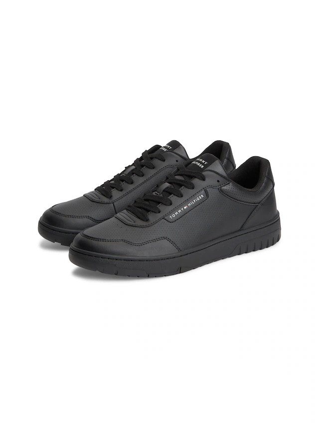 Tommy Hilfiger Sneaker »TH BASKET CORE LEATHER« Halbschuh, Schnürer mit Perforation am gepolsterten Schaftrand