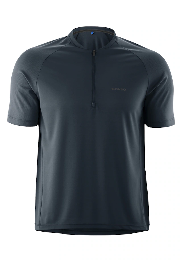 Gonso Radtrikot »SITIVO Jersey Blue M« Herren Fahrradtrikot mit Rückentasche, Half-Zip Trikot, Loose Fit