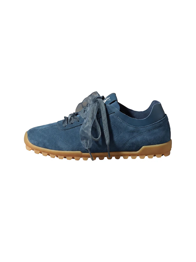 Calvin Klein Sneaker »LOW PROFILE RUN MG SUE DB LACES« Halbschuh, Trendy-Schnürschuh, Freizeitschuh mit CK-Prägung