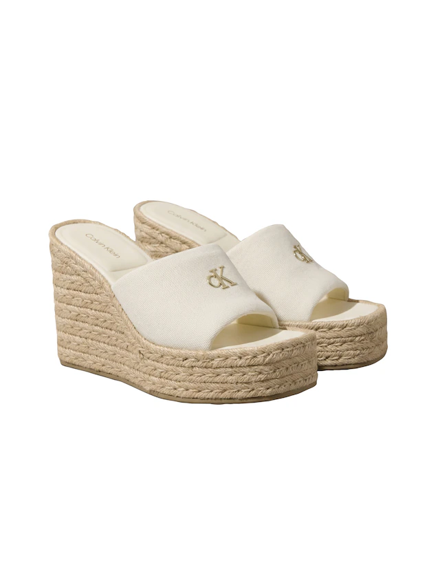 Calvin Klein Keilpantolette »WEDGE ESPAD 70 CANVAS MG« Sommerschuh, Urlaubsschuh mit Plateau und Jutebesatz