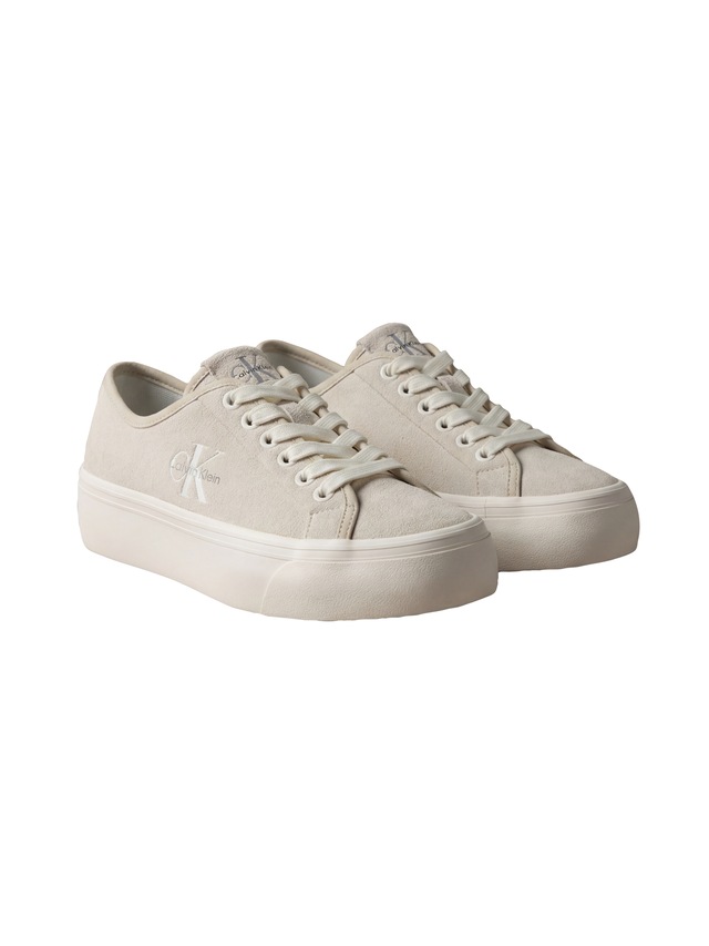 Calvin Klein Plateausneaker »VULC FLATF LACEUP SUEDE« Freizeitschuh, Schnürschuh, Halbschuh mit seitlichem Logoschriftzug