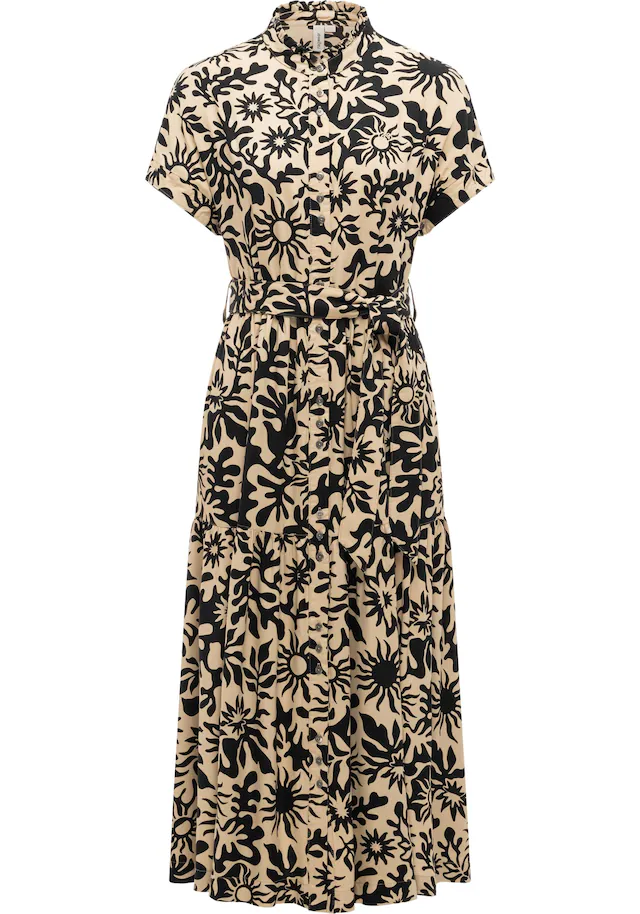 Ragwear A-Linien-Kleid »Liora Print« 1 tlg. Ohne Taschen Wadenlanges Kurzarmkleid mit Bindeband