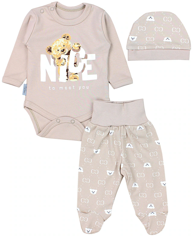 TupTam Langarmbody »Set Baby Bekleidungsset Langarmbody Hose Mütze3 teilig«