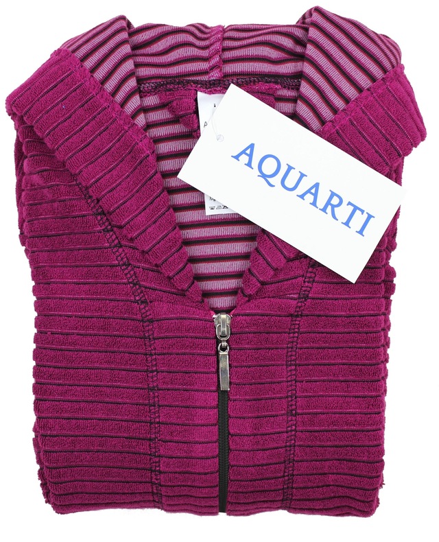 AQUARTI Damenbademantel »Bademantel Aquarti Damen Bademantel Reißverschluss Streifenmuster«