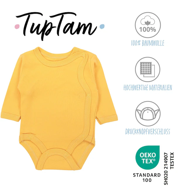 TupTam Langarmwickelbody »Wickelbody Unisex Baby Wickelbody Langarm 5er Set«