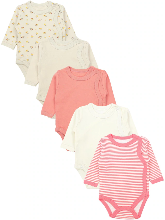 TupTam Langarmwickelbody »Wickelbody Unisex Baby Wickelbody Langarm 5er Set«