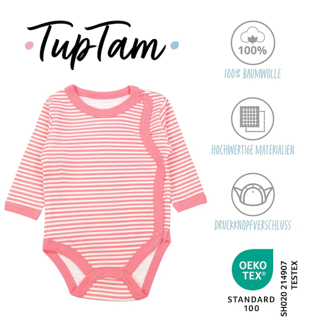 TupTam Langarmwickelbody »Wickelbody Unisex Baby Wickelbody Langarm 5er Set«
