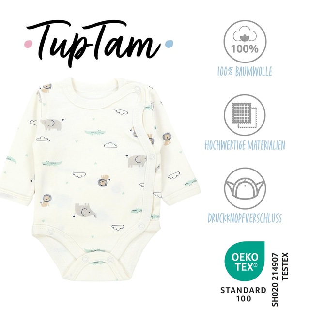 TupTam Langarmwickelbody »Wickelbody Unisex Baby Wickelbody Langarm 5er Set«
