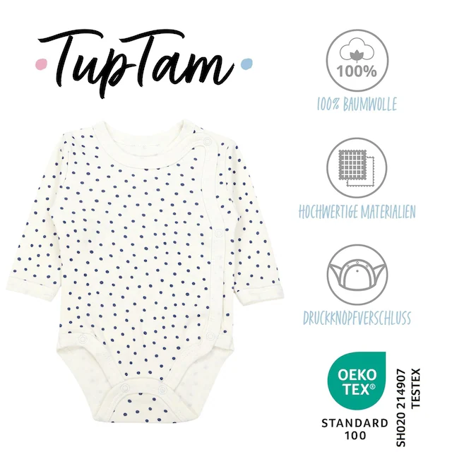 TupTam Langarmwickelbody »Wickelbody Unisex Baby Wickelbody Langarm 5er Set«