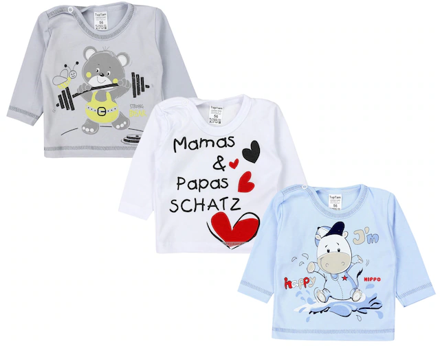 TupTam Langarmshirt »Shirt Unisex Baby Langarmshirt mit Spruch Aufdruck 3er Set«