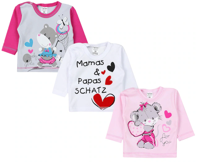 TupTam Langarmshirt »Shirt Unisex Baby Langarmshirt mit Spruch Aufdruck 3er Set«