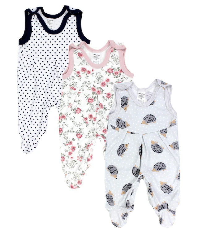 TupTam Strampler »Strampler Baby Mädchen Strampler mit Fuß 3er Pack«