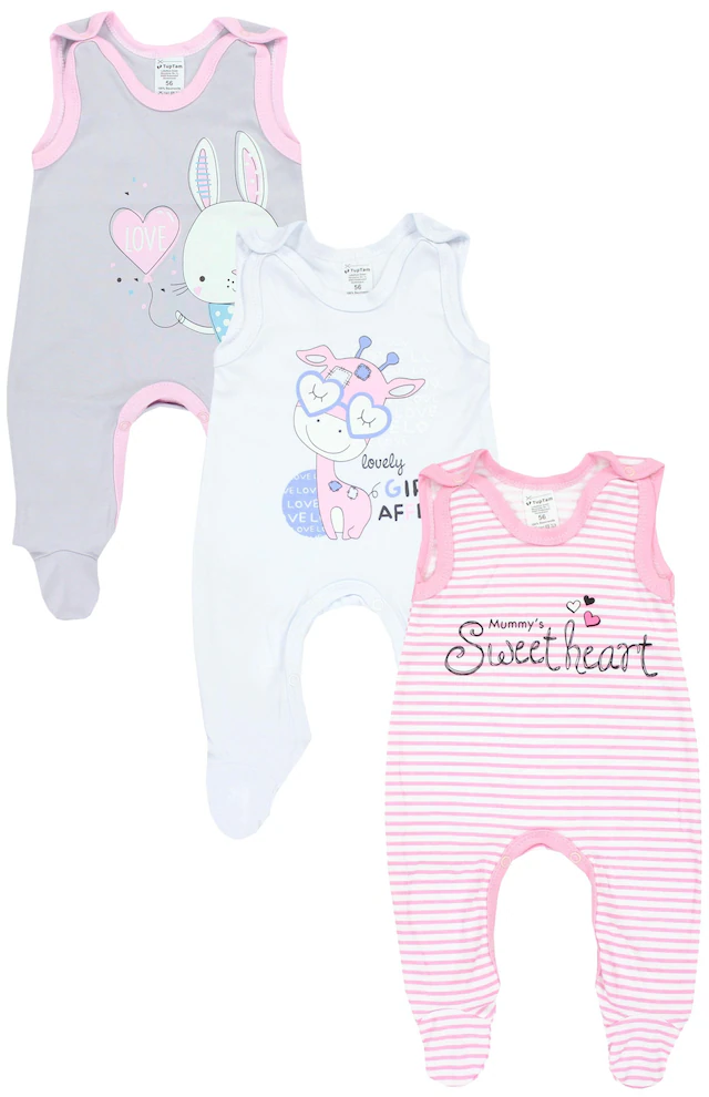 TupTam Strampler »Strampler Baby Mädchen Strampler mit Fuß 3er Pack«
