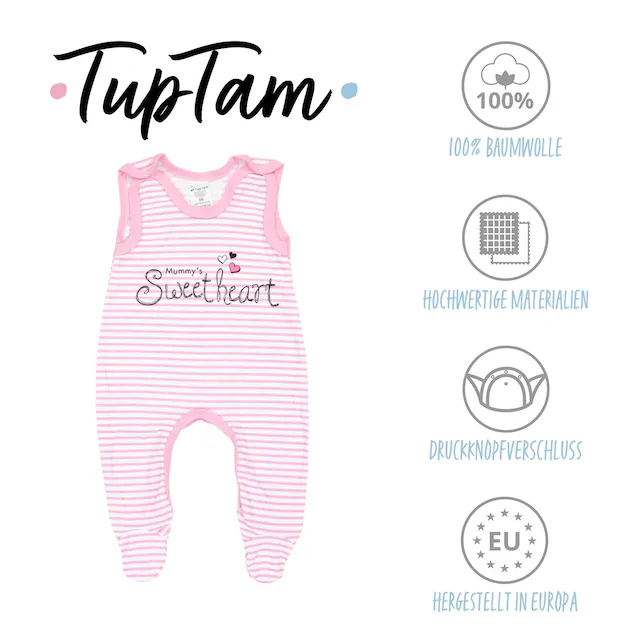 TupTam Strampler »Strampler Baby Mädchen Strampler mit Fuß 3er Pack«