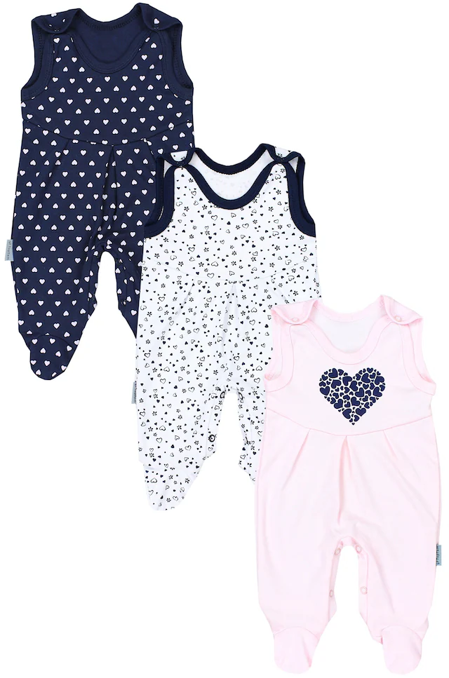 TupTam Strampler »Strampler Baby Mädchen Strampler mit Fuß 3er Pack«