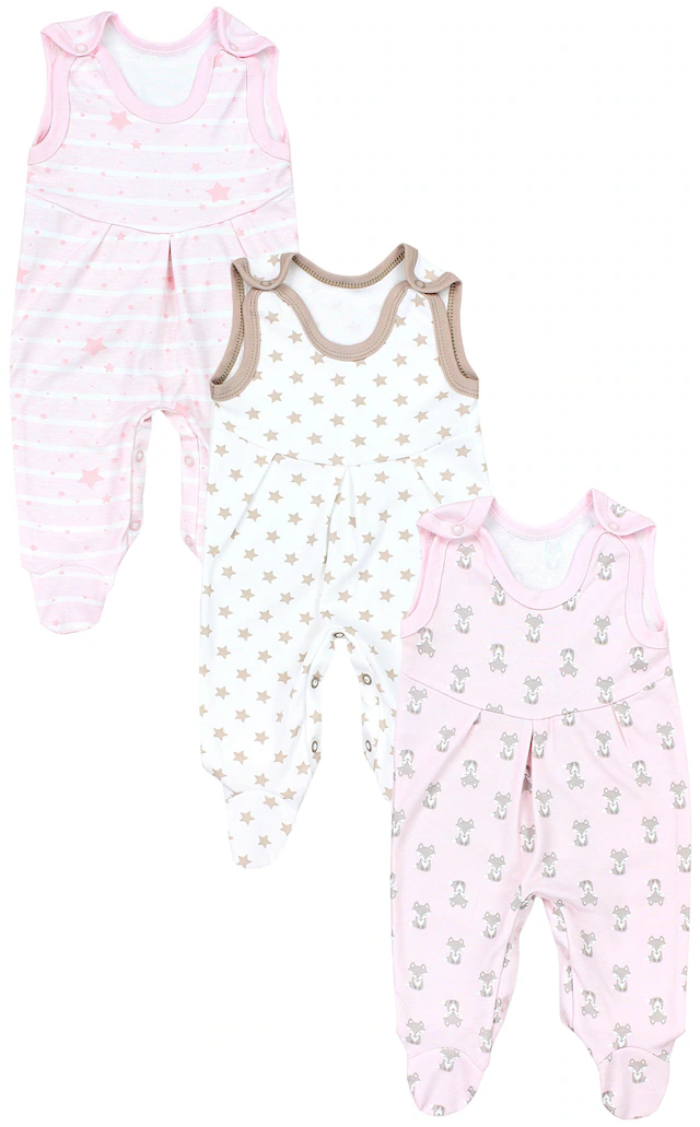 TupTam Strampler »Strampler Baby Mädchen Strampler mit Fuß 3er Pack«