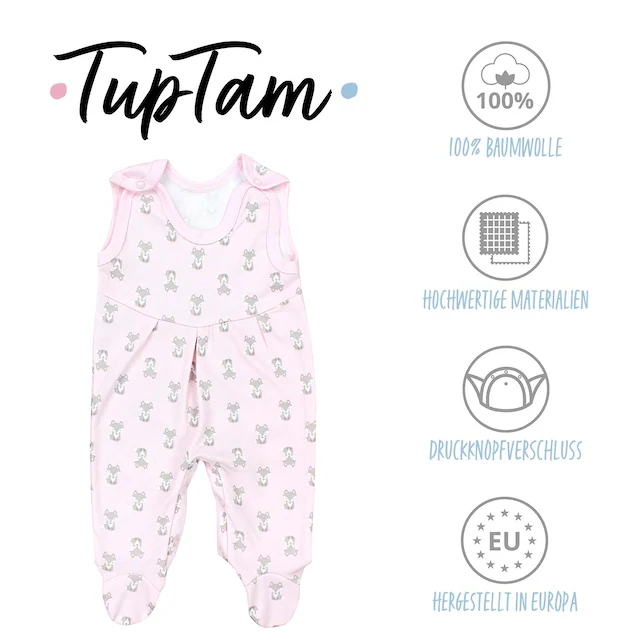 TupTam Strampler »Strampler Baby Mädchen Strampler mit Fuß 3er Pack«