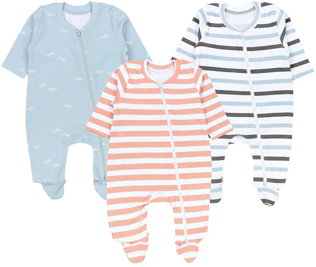 TupTam Schlafanzug »Schlafstrampler Baby Unisex Schlafstrampler mit Fuß 3er Pack«