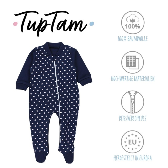 TupTam Schlafanzug »Schlafstrampler Baby Unisex Schlafstrampler mit Fuß 3er Pack«
