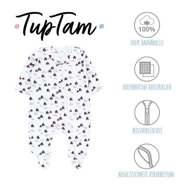 TupTam Schlafanzug »Schlafstrampler Baby Unisex Schlafstrampler mit Fuß 3er Pack«