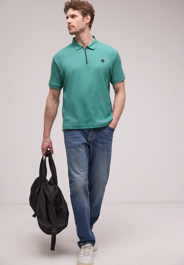 STREET ONE MEN Poloshirt mit Waffelstruktur