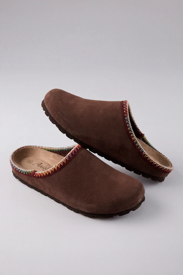 Aniston SHOES Clog Schlupfschuh, Hausschuh mit farbenfroher Ziernaht - NEUE KOLLEKTION