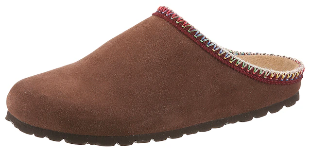 Aniston SHOES Clog Schlupfschuh, Hausschuh mit farbenfroher Ziernaht - NEUE KOLLEKTION